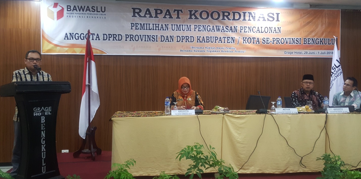 Rakoor Pemilihan Umum Pengawasan Pencalonan Anggota DPRD Provinsi dan DPRD Kabupaten/Kota Se-Provinsi Bengkulu