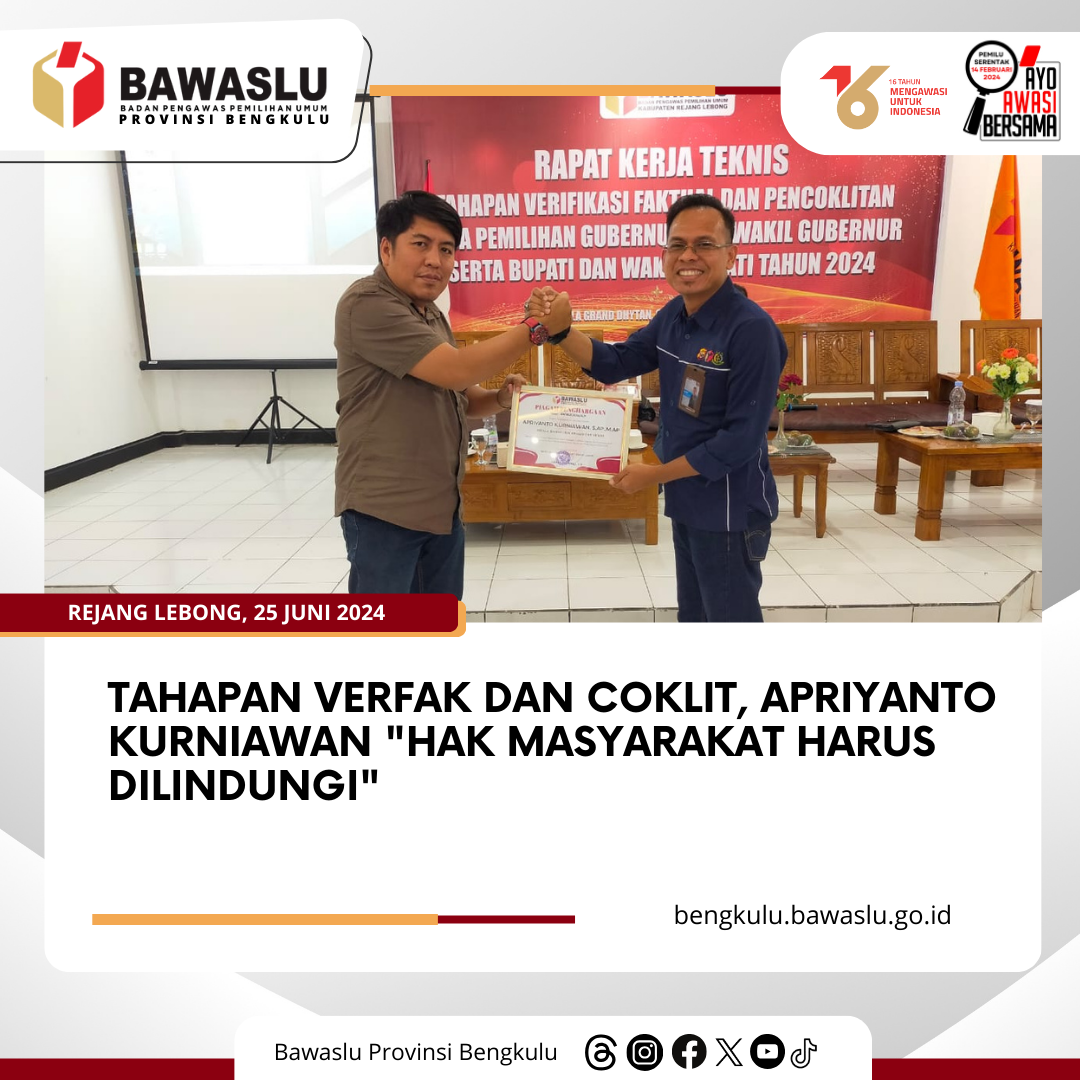 Tahapan Verfak dan Coklit, Apriyanto Kurniawan "Hak Masyarakat Harus Dilindungi"