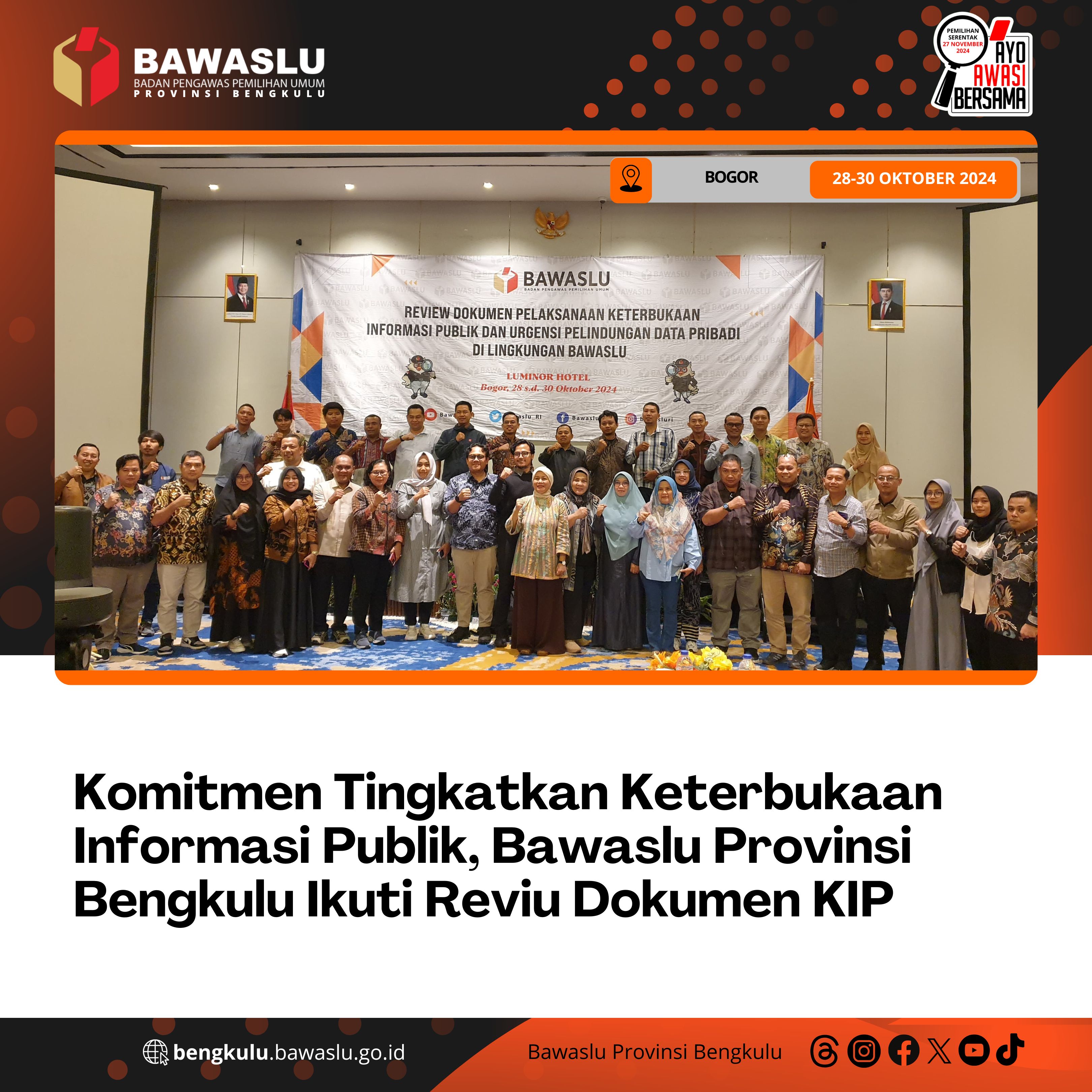 Komitmen Tingkatkan Keterbukaan Informasi Publik, Bawaslu Provinsi Bengkulu Ikuti Reviu Dokumen KIP