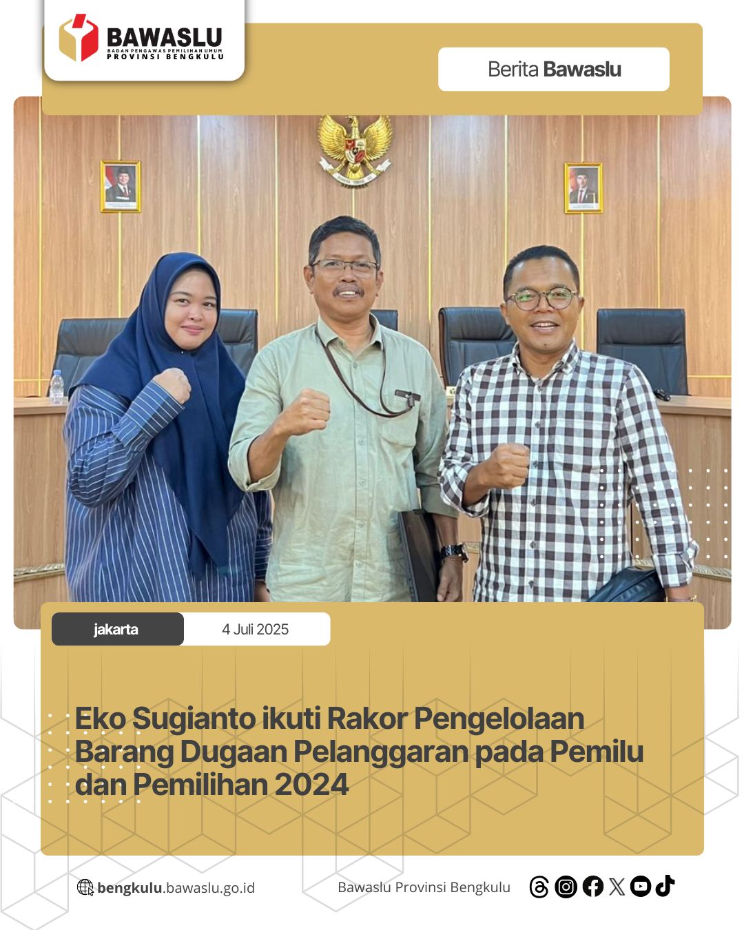 Eko Sugianto ikuti Rakor Pengelolaan Barang Dugaan Pelanggaran pada Pemilu dan Pemilihan 2024