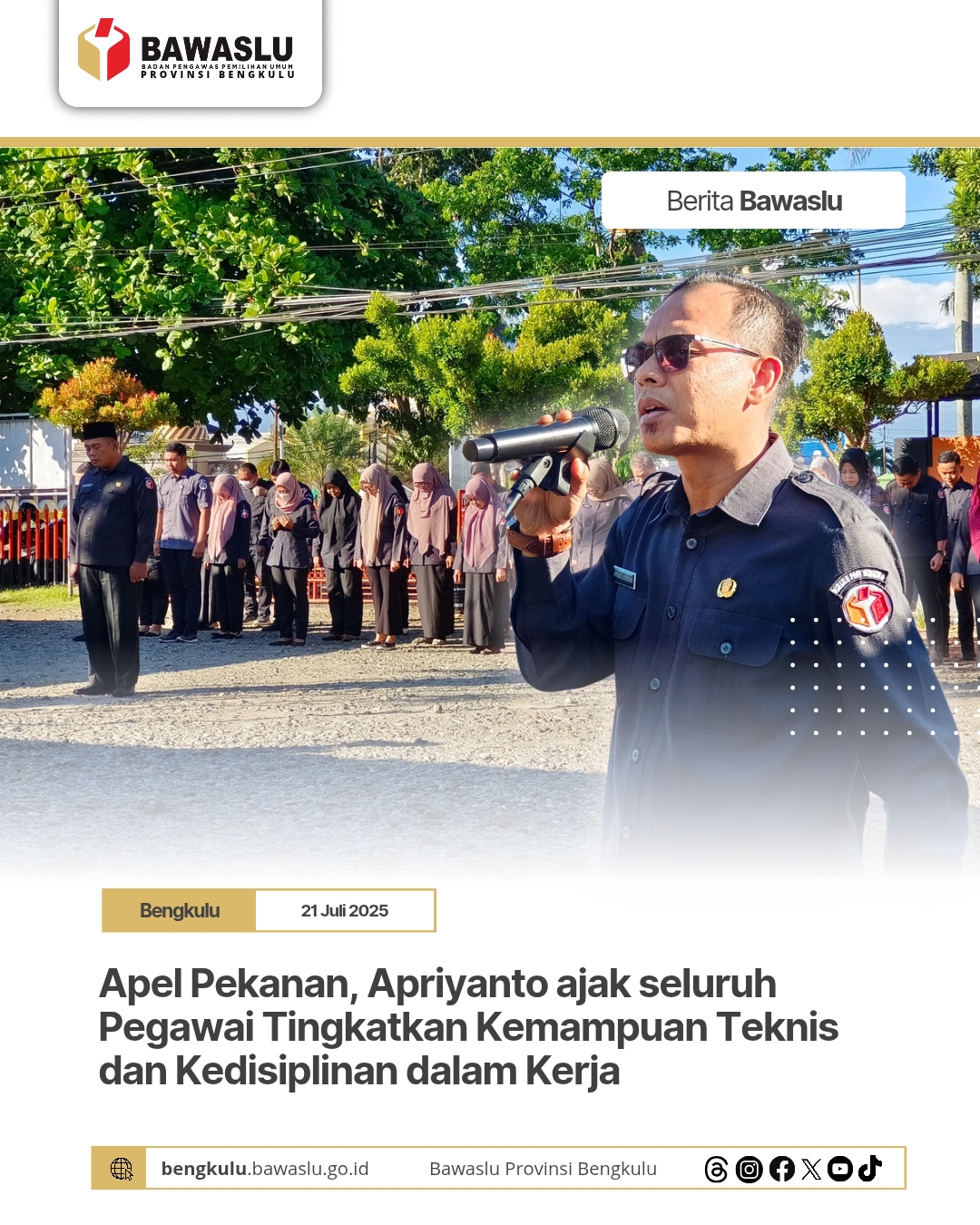 Apel Pekanan, Apriyanto ajak seluruh Pegawai Tingkatkan Kemampuan Teknis dan Kedisiplinan dalam Kerja