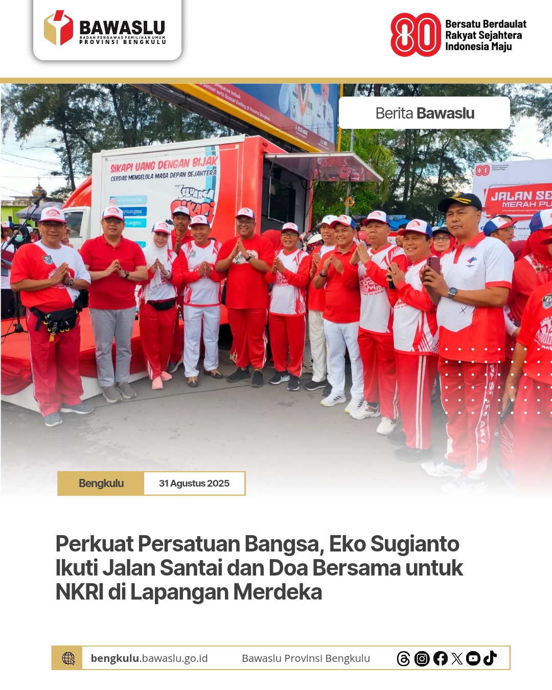 Perkuat Persatuan Bangsa, Eko Sugianto Ikuti Jalan Santai dan Doa Bersama untuk NKRI di Lapangan Merdeka