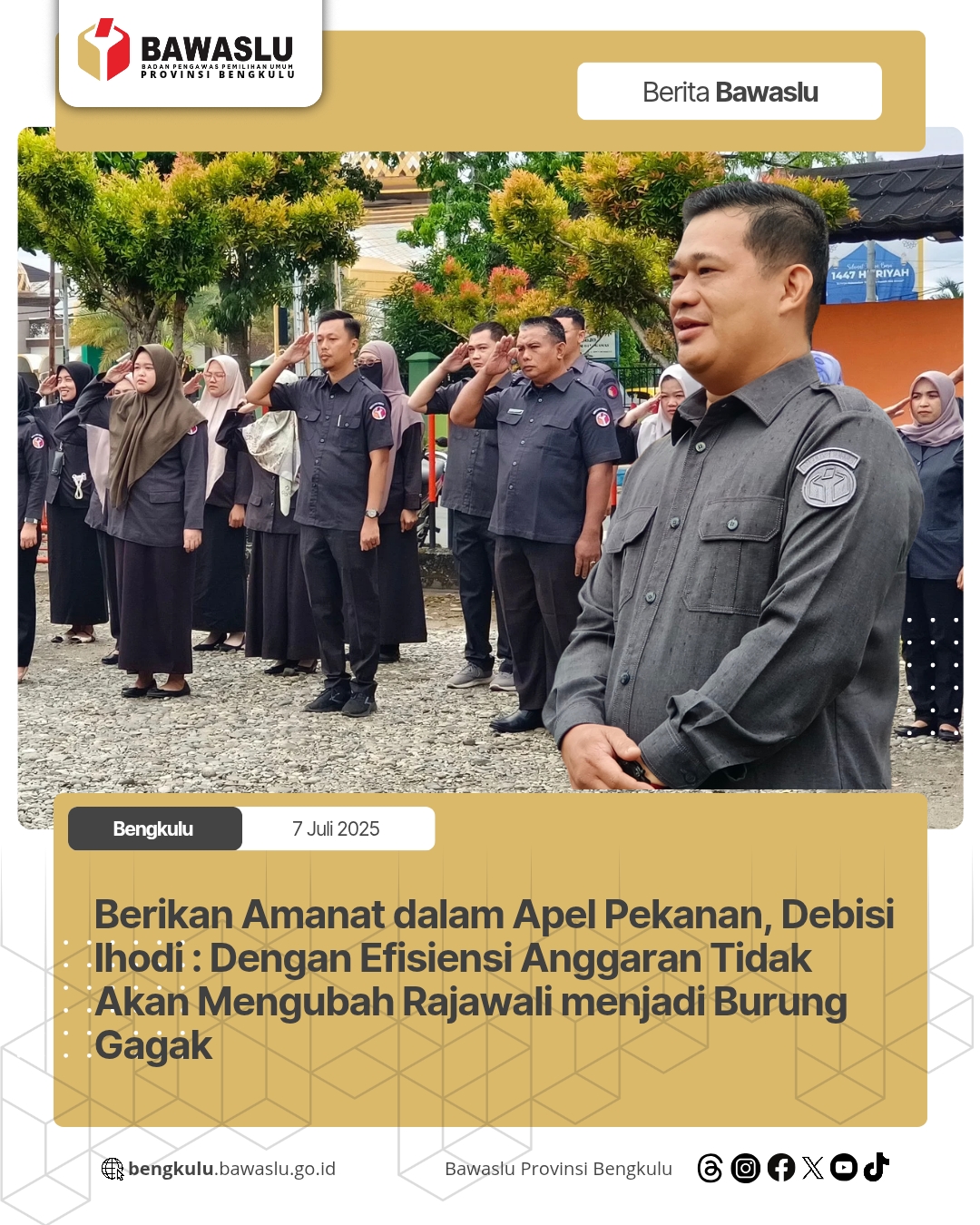 Berikan Amanat dalam Apel Pekanan, Debisi Ihodi : Dengan Efisiensi Anggaran Tidak Akan Mengubah Rajawali menjadi Burung Gagak