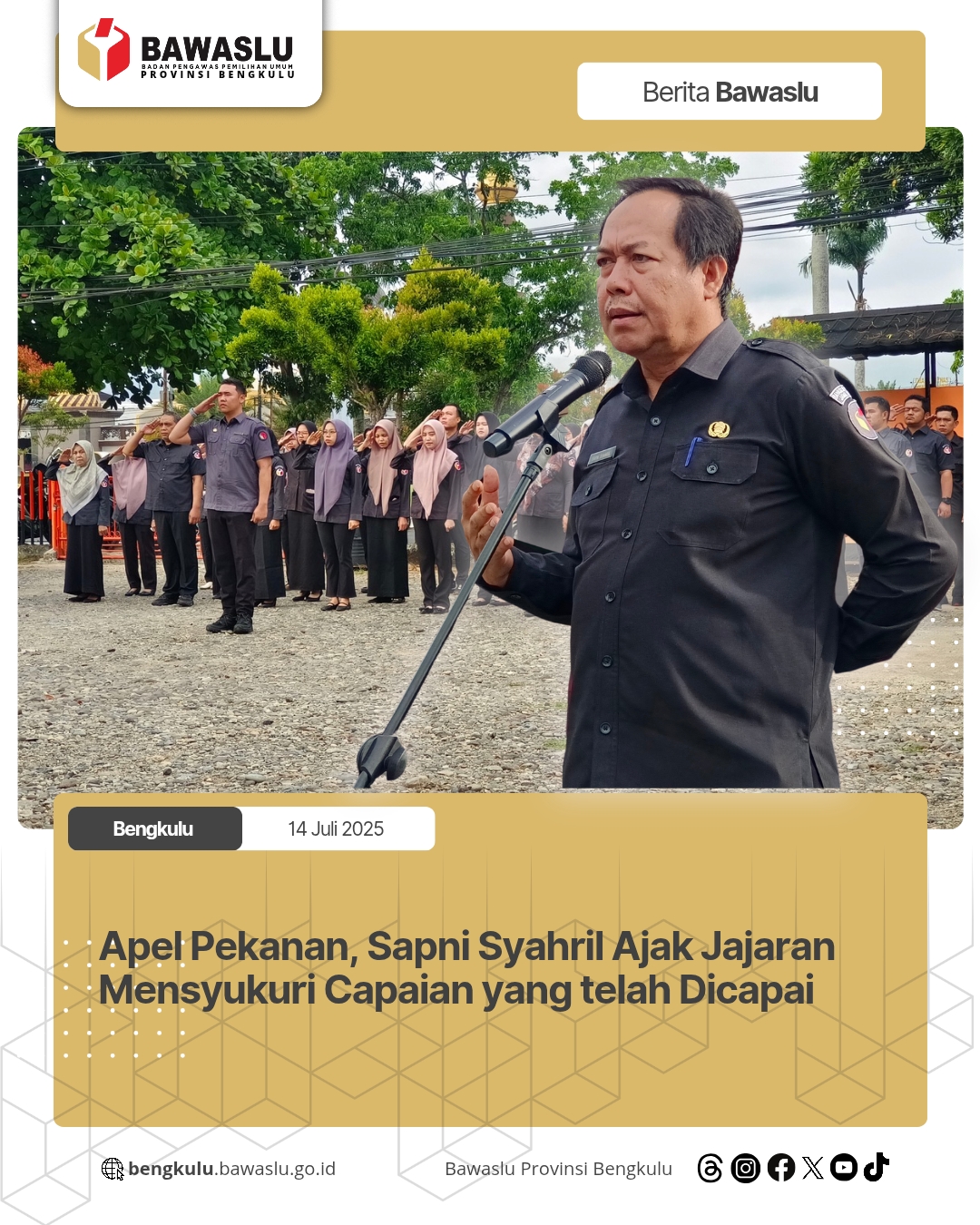 Apel Pekanan, Sapni Syahril Ajak Jajaran Mensyukuri Capaian yang telah Dicapai