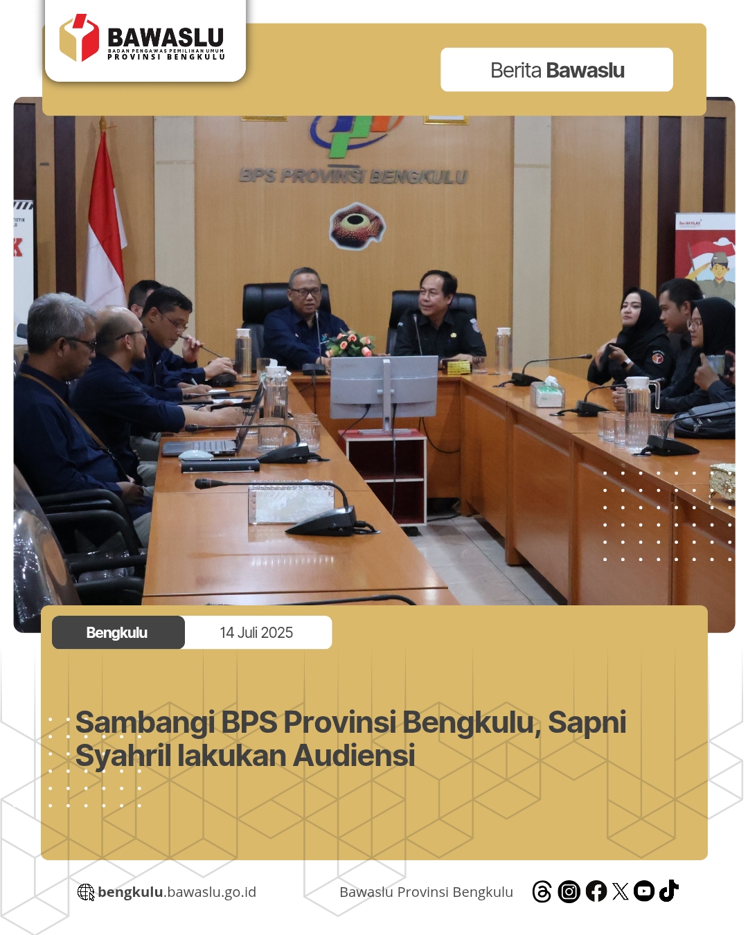 Sambangi BPS Provinsi Bengkulu, Sapni Syahril lakukan Audiensi