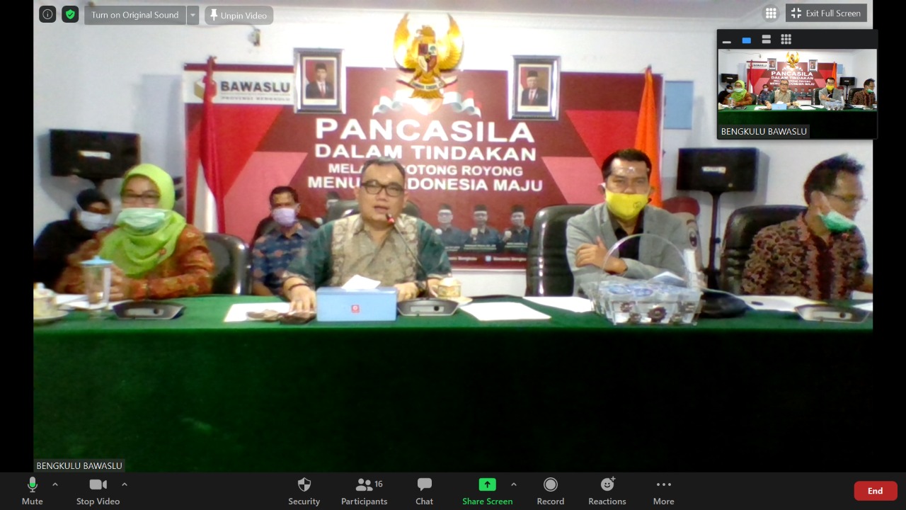 RAPAT TIM POKJA SEKOLAH KADER PENGAWAS PARTISIPATIF DARING 2020 BAWASLU PROVINSI BENGKULU