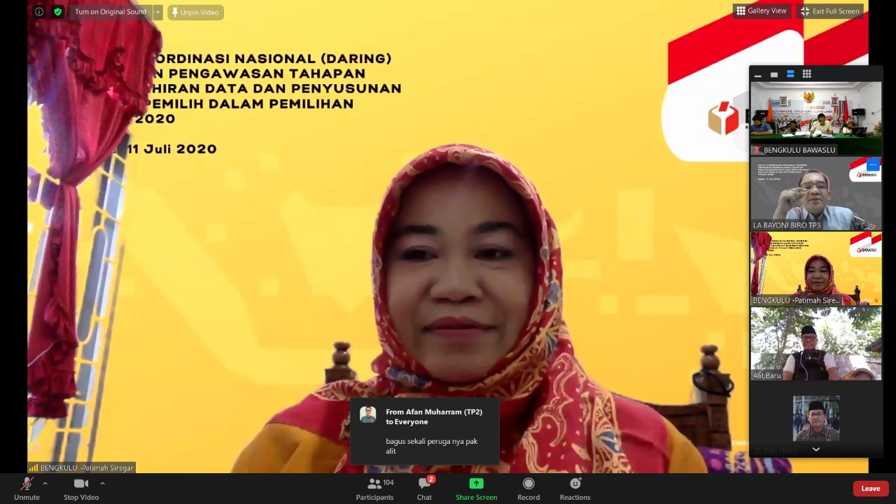 RAKORNAS PERSIAPAN PENGAWASAN PEMUTAKHIRAN DATA DAN PENYUSUNAN DAFTAR PEMILIH DALAM PEMILIHAN TAHUN 2020