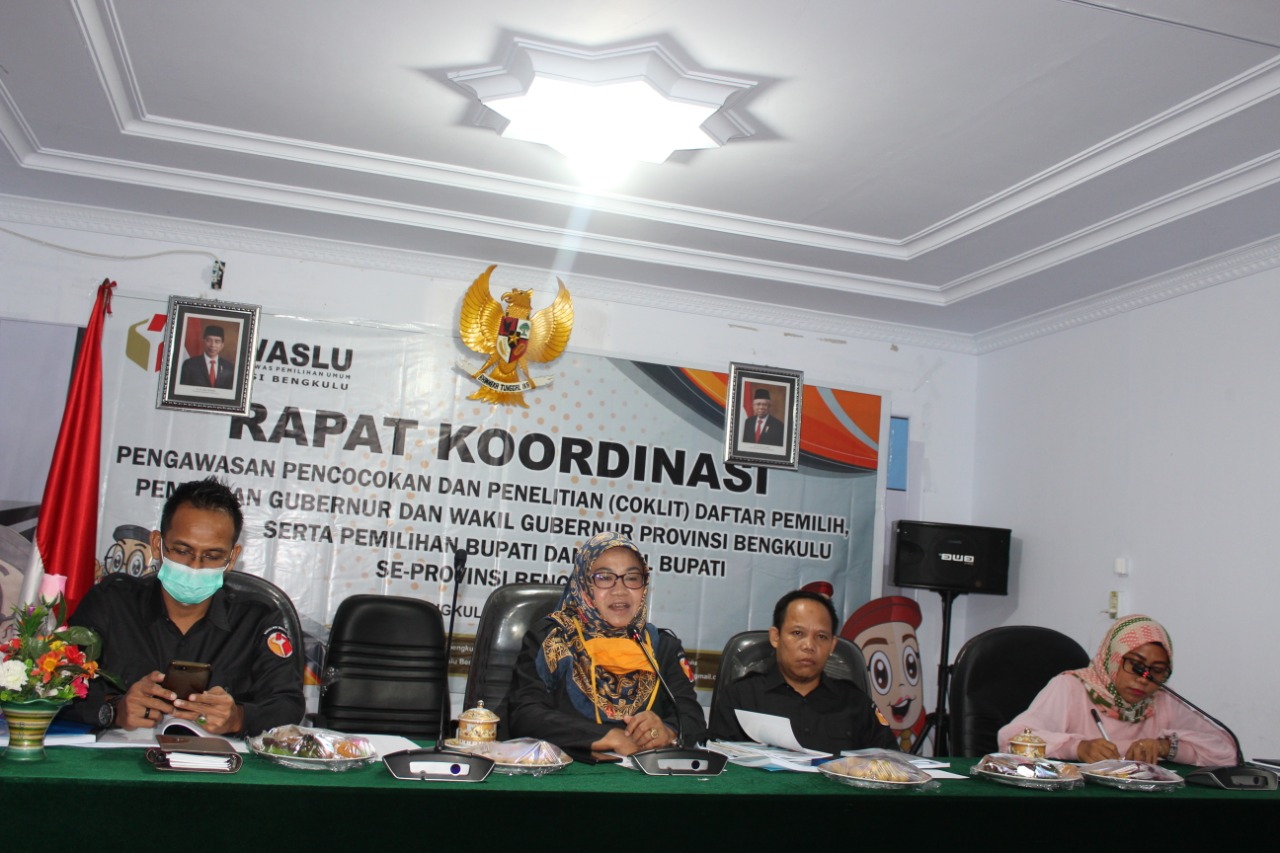 PASTIKAN KESIAPAN PENGAWASAN TAHAPAN COKLIT, BAWASLU PROVINSI BENGKULU GELAR RAKOR BERSAMA BAWASLU KABUPATEN/KOTA SE-PROVINSI BENGKULU
