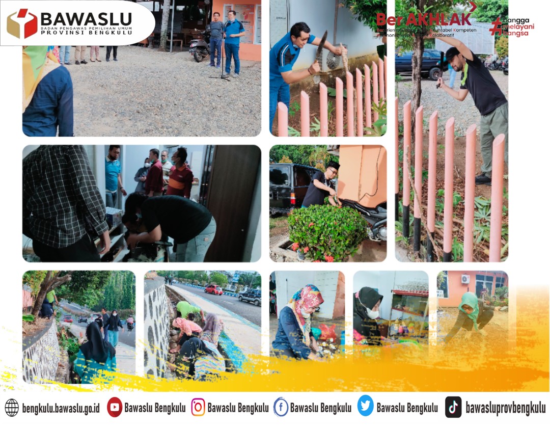 Jaga Kebersihan Lingkungan Kantor, Bawaslu Provinsi Bengkulu Gelar Jumat Bersih