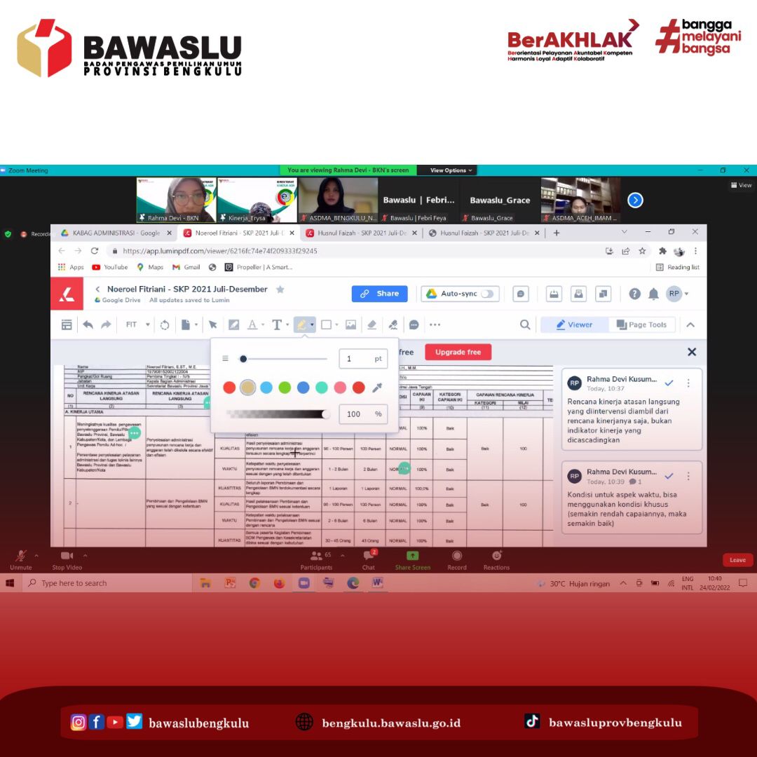 Review Penyusunan Sasaran Kinerja Pegawai PNS Badan Pengawas Pemilihan Umum Tahun 2021