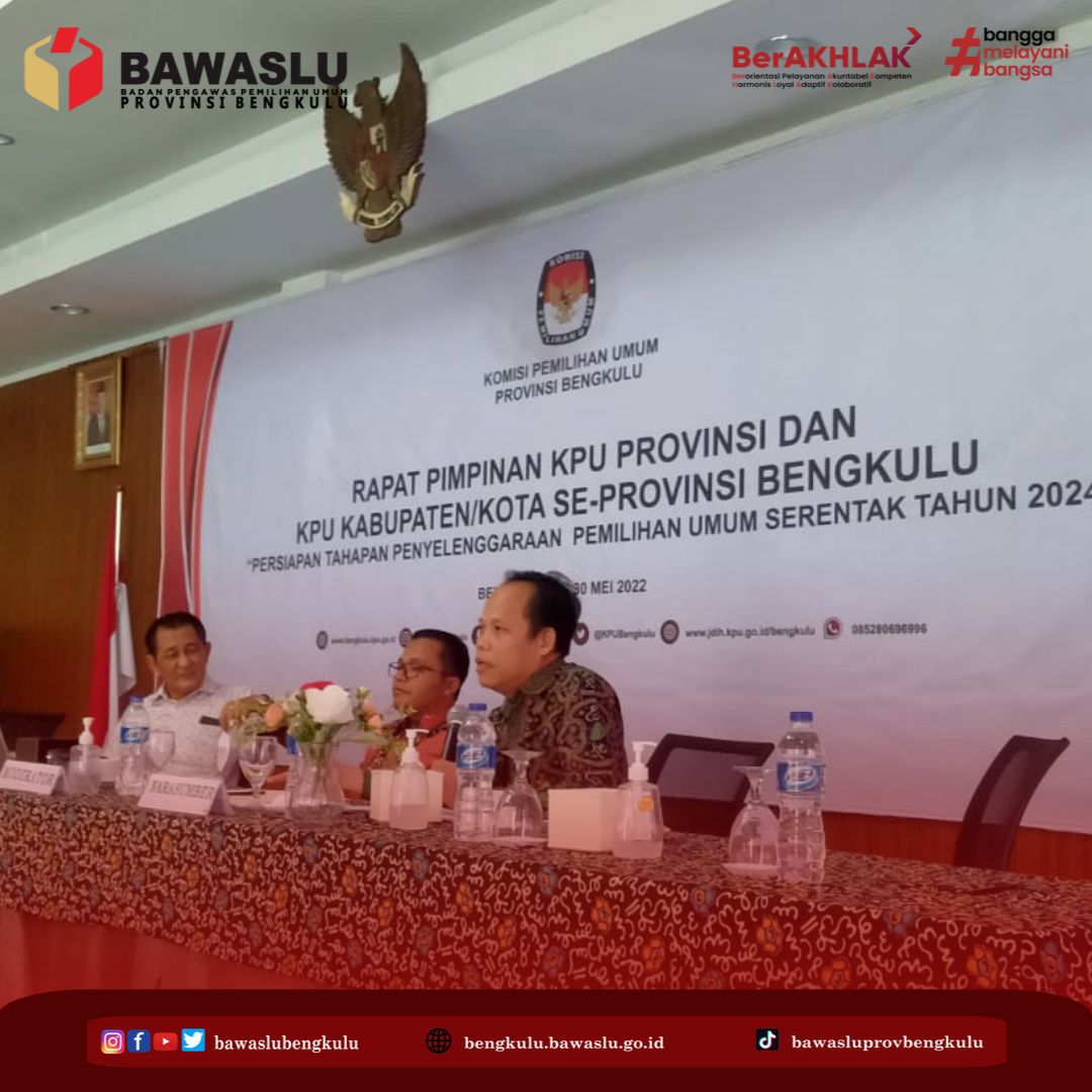 Ketua Bawaslu Provinsi Bengkulu Halid Saifullah Hadiri Rapim KPU se Provinsi Bengkulu