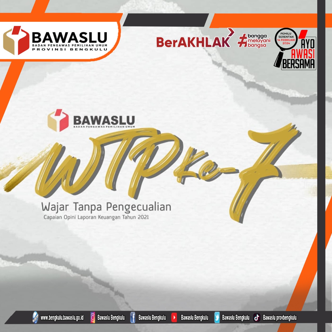 Bawaslu Raih Predikat WTP Ke-7 dari BPK
