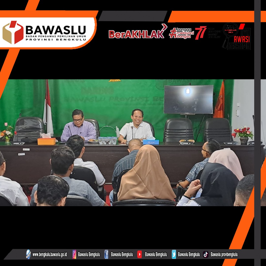 Rapat Pembinaan SDM Kesiapan Pembentukan Pengawas Pemilu Kecamatan serta Kesiapan Pengawasan Tahapan Perbaikan Vermin Parpol