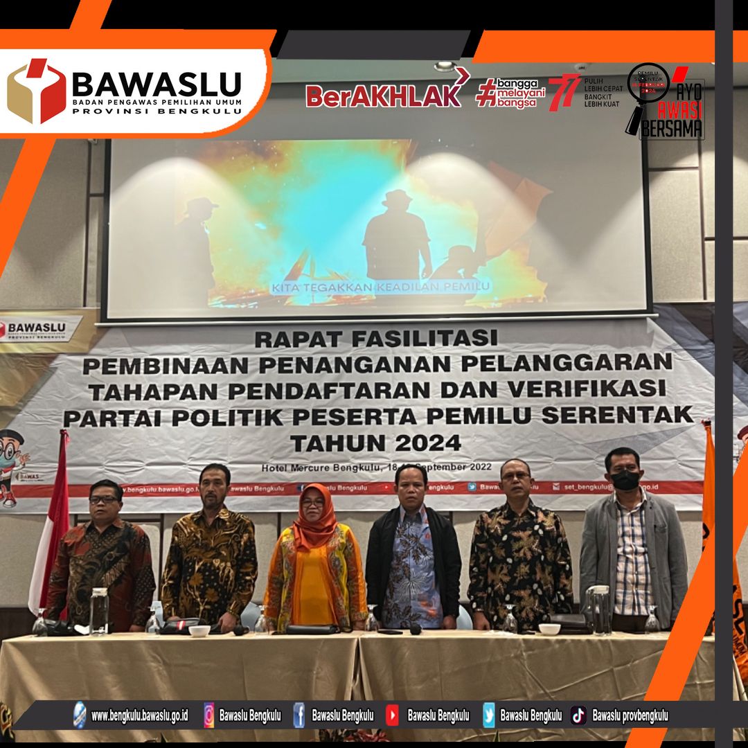 Rapat Fasilitasi Pembinaan Penanganan Pelanggaran Tahapan Pendaftaran dan Verifikasi Partai Politik Peserta Pemilu Serentak Tahun 2024