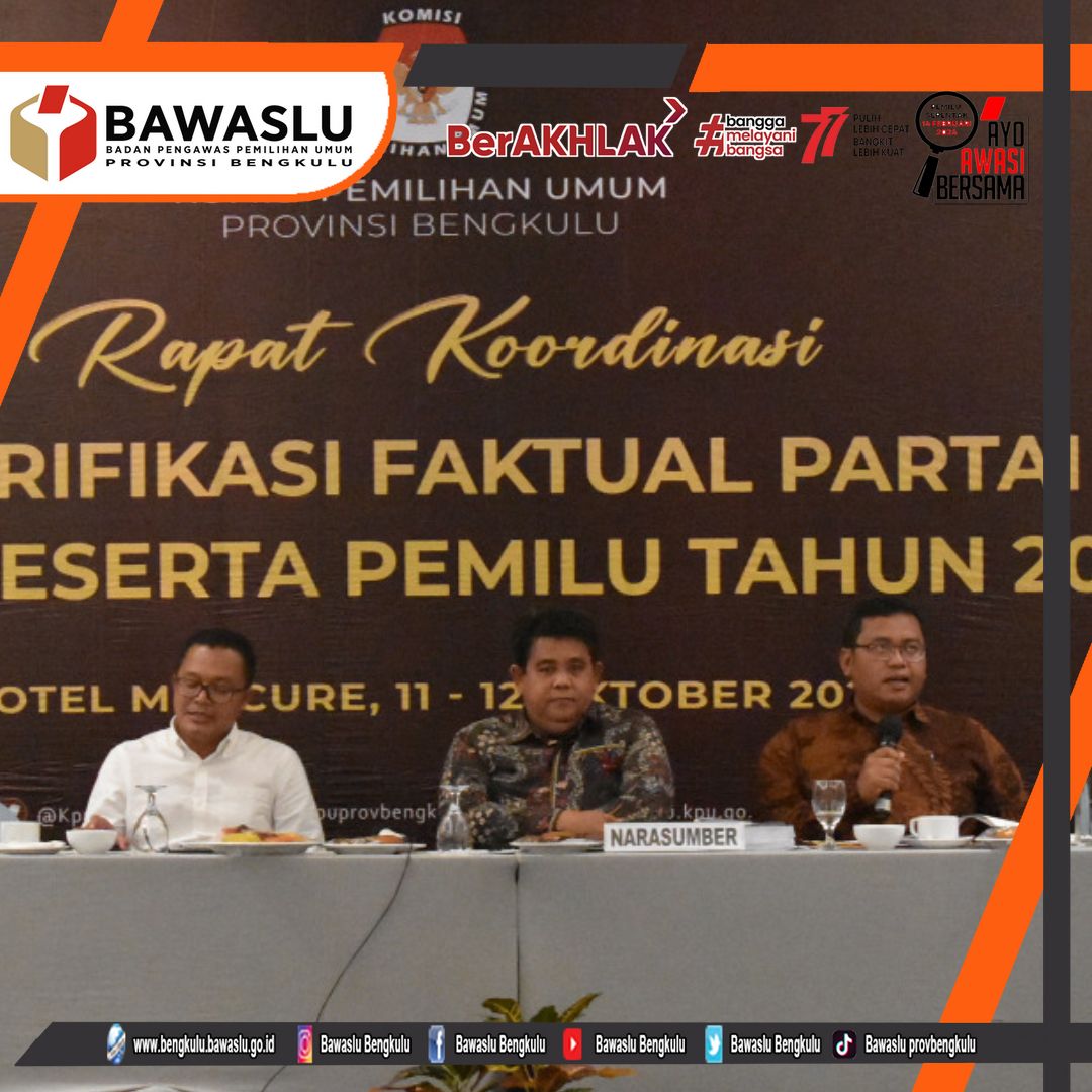 Kolaborasi Apik Antara Eko Sugianto Dan Faham Syah Pada Rakor Persiapan Verifikasi Faktual Partai Politik Calon Peserta Pemilu