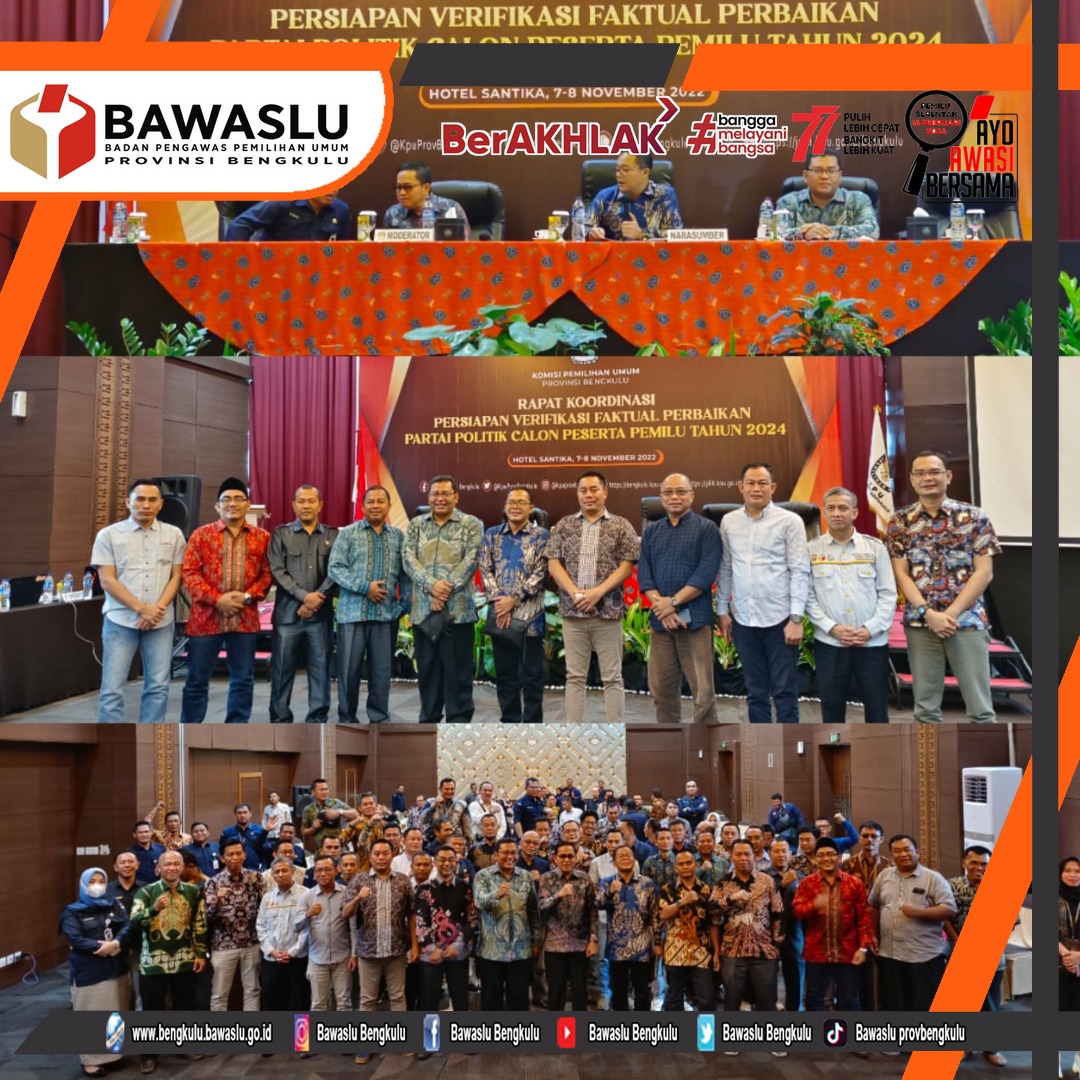 Berikan Perspektif Pengawasan dan Pencegahan, Eko Sugianto dan Faham Syah menjadi Narasumber dalam Rakor Verifikasi Faktual Perbaikan KPU se- Provinsi Bengkulu