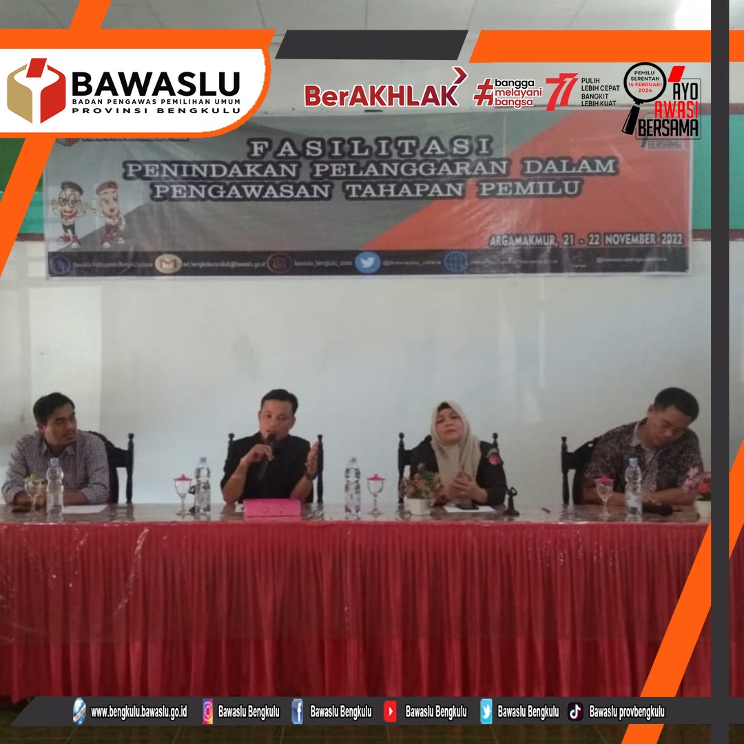 Natijo Elem Sampaikan Materi dalam Fasilitasi Penindakan Pelanggaran Dalam Pengawasan Tahapan Pemilu