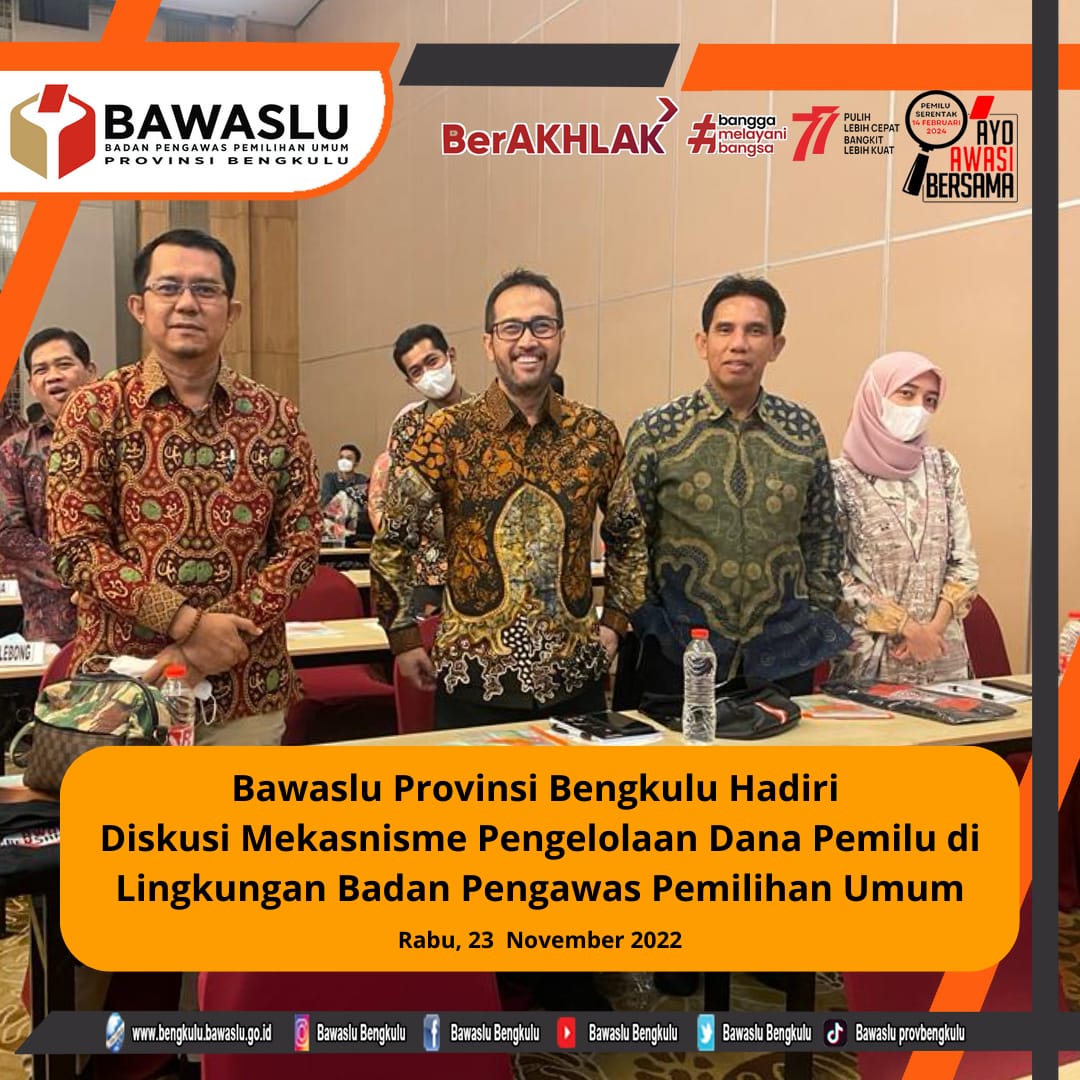 Tingkatkan Tata Kelola Anggaran Guna Mendukung Kesusksesan Pemilu dan Pemilihan, Bawaslu Gelar Diskusi Mekanisme Pengelolaan Dana Pemilu