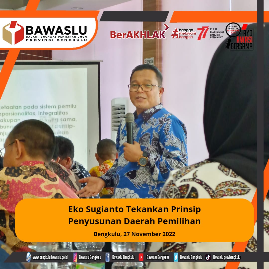 Menjadi Narasumber, Eko Sugianto Tekankan Prinsip Penyusunan DapilÂ 
