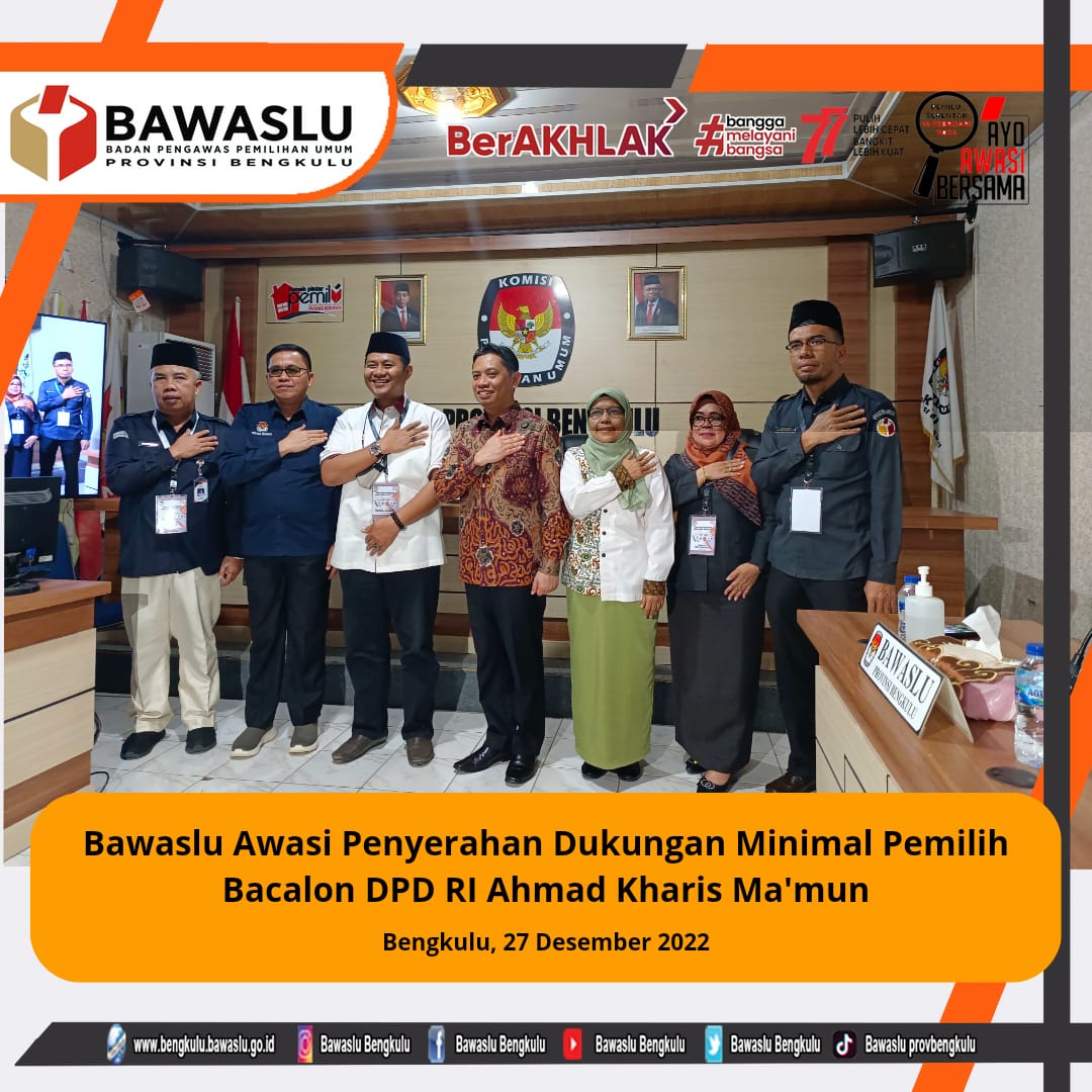 Bawaslu Awasi Penyerahan Dukungan Minimal Pemilih Bacalon Ahmad Kharis Ma'mun