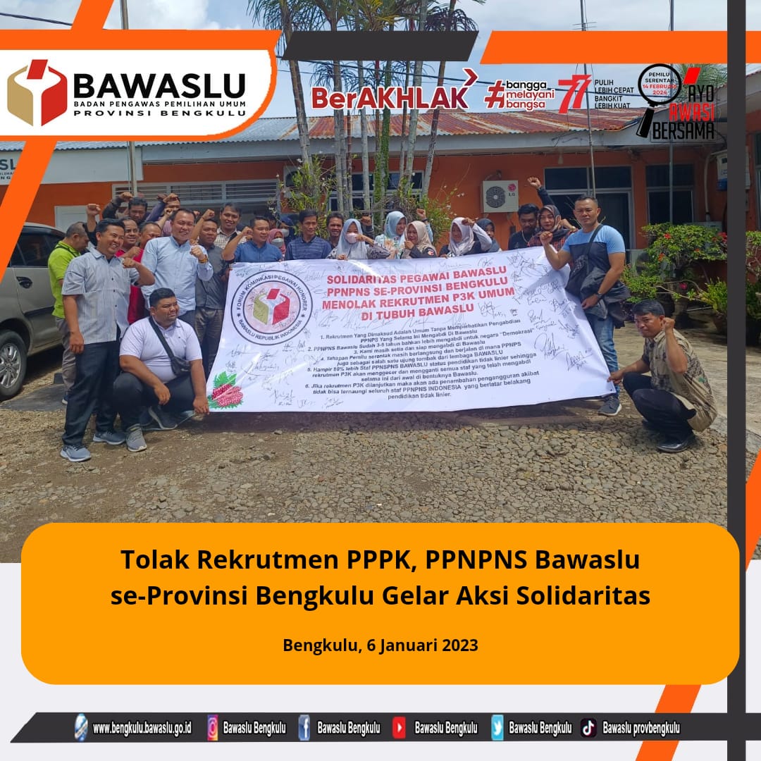 Tolak Rekrutmen PPPK, PPNPNS Bawaslu se-Provinsi Bengkulu Gelar Aksi Solidaritas
