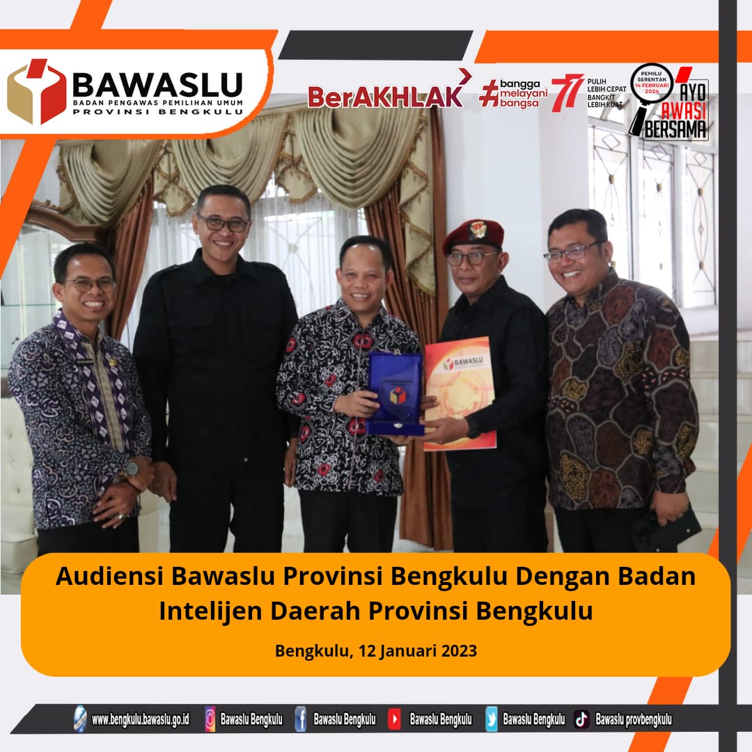 Audiensi Bawaslu Provinsi Bengkulu Dengan Badan Intelijen Daerah Provinsi Bengkulu