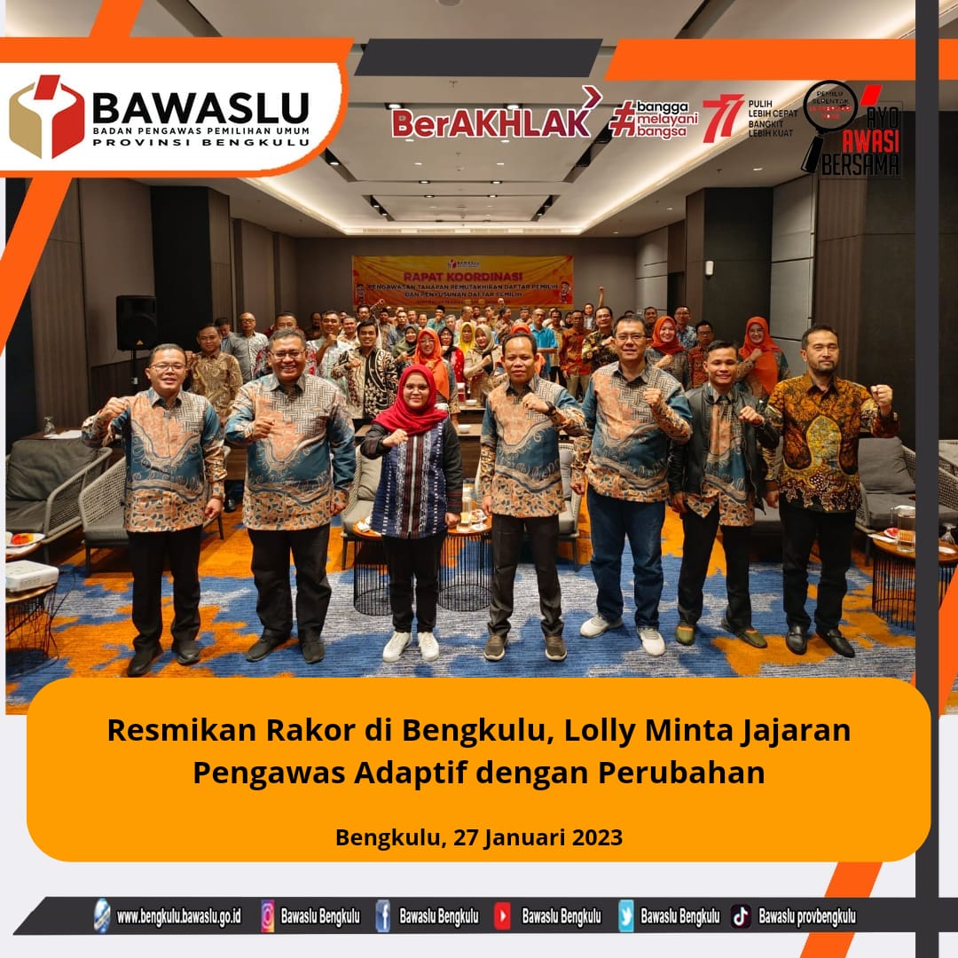 Resmikan Rakor di Bengkulu, Lolly Minta Jajaran Pengawas Adaptif dengan Perubahan