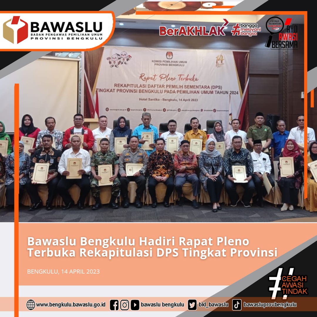 Bawaslu Hadiri Rapat Pleno Terbuka Rekapitulasi DPS Tingkat Provinsi