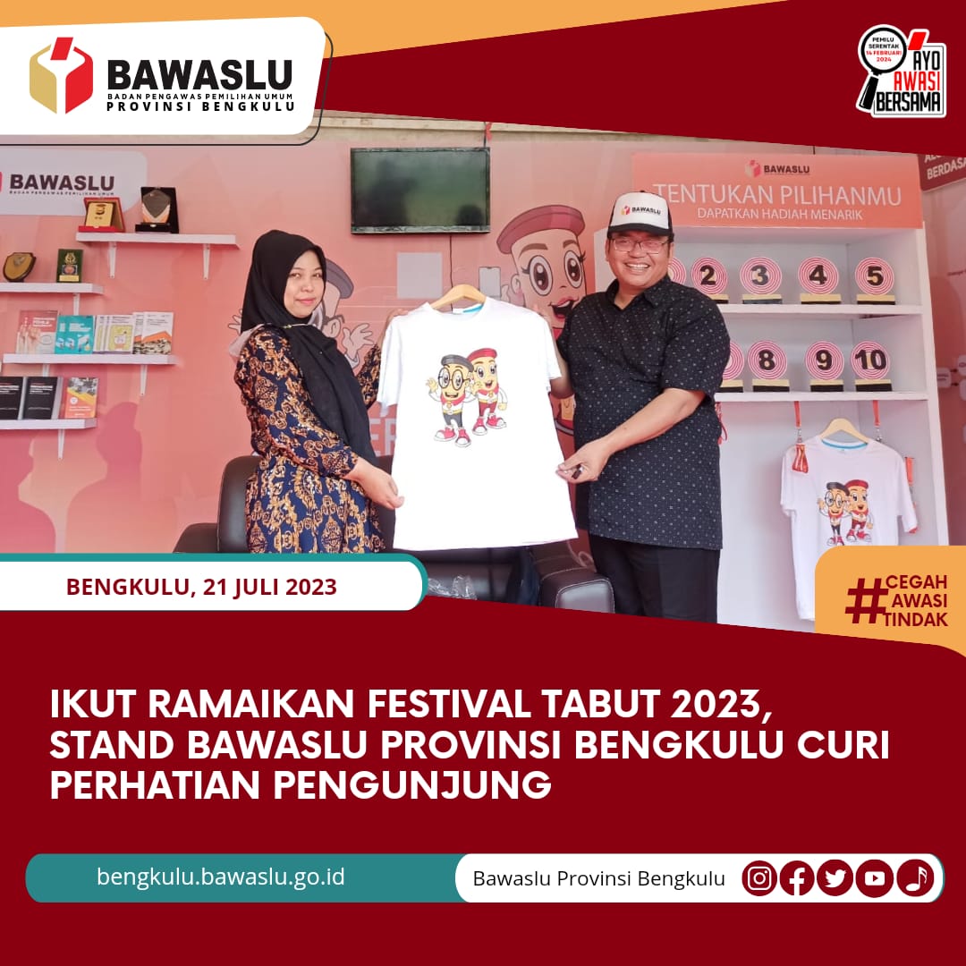 Ikut Ramaikan Festival Tabut 2023, Stand Bawaslu Provinsi Bengkulu Curi Perhatian Pengunjung