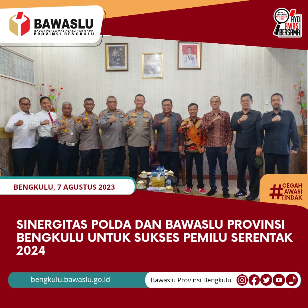 Sinergitas Polda dan Bawaslu Provinsi Bengkulu Untuk Sukses Pemilu Serentak 2024