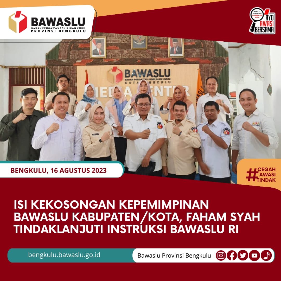 Isi Kekosongan Kepemimpinan Bawaslu Kabupaten/Kota, Faham Syah Tindaklanjuti Instruksi Bawaslu RI