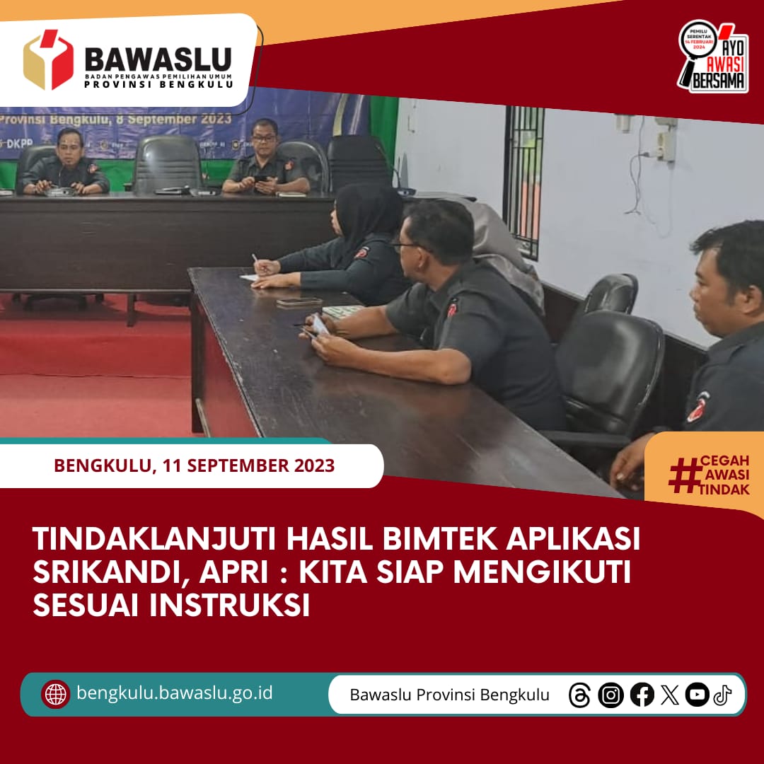Tindaklanjuti Hasil Bimtek Aplikasi Srikandi, Apri: Kita Siap Mengikuti Sesuai Instruksi