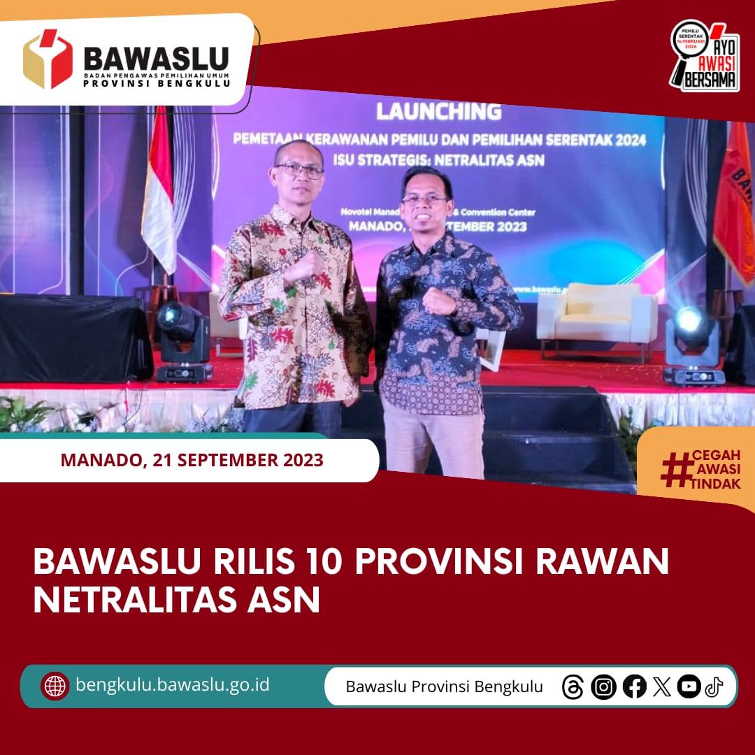 Bawaslu Rilis 10 Provinsi Rawan Netralitas ASN