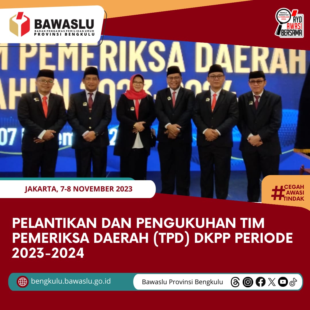 Pelantikan dan Pengukuhan Tim Pemeriksa Daerah (TPD) DKPP periode 2023-2024