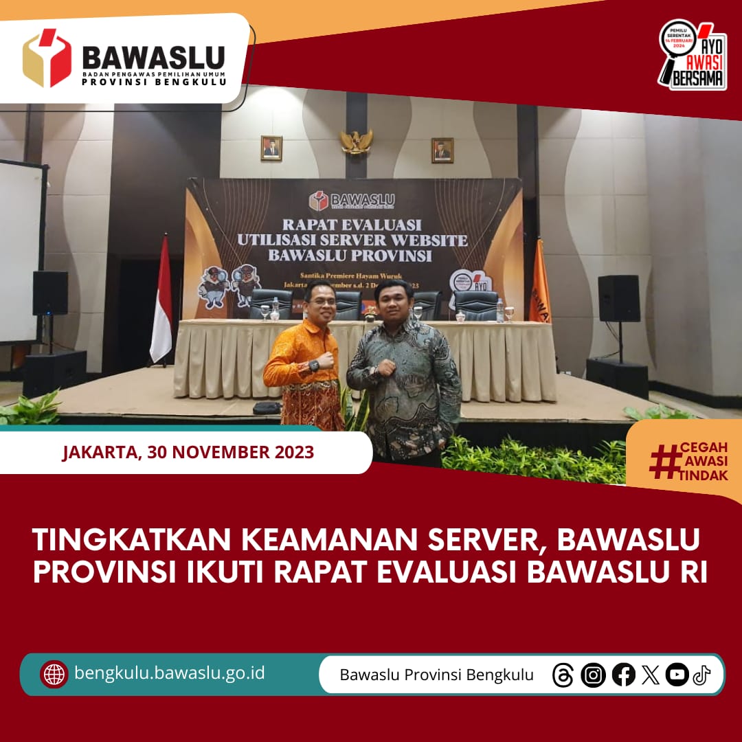 Tingkatkan Keamanan Server, Bawaslu Provinsi Ikuti Rapat Evaluasi Bawaslu RI