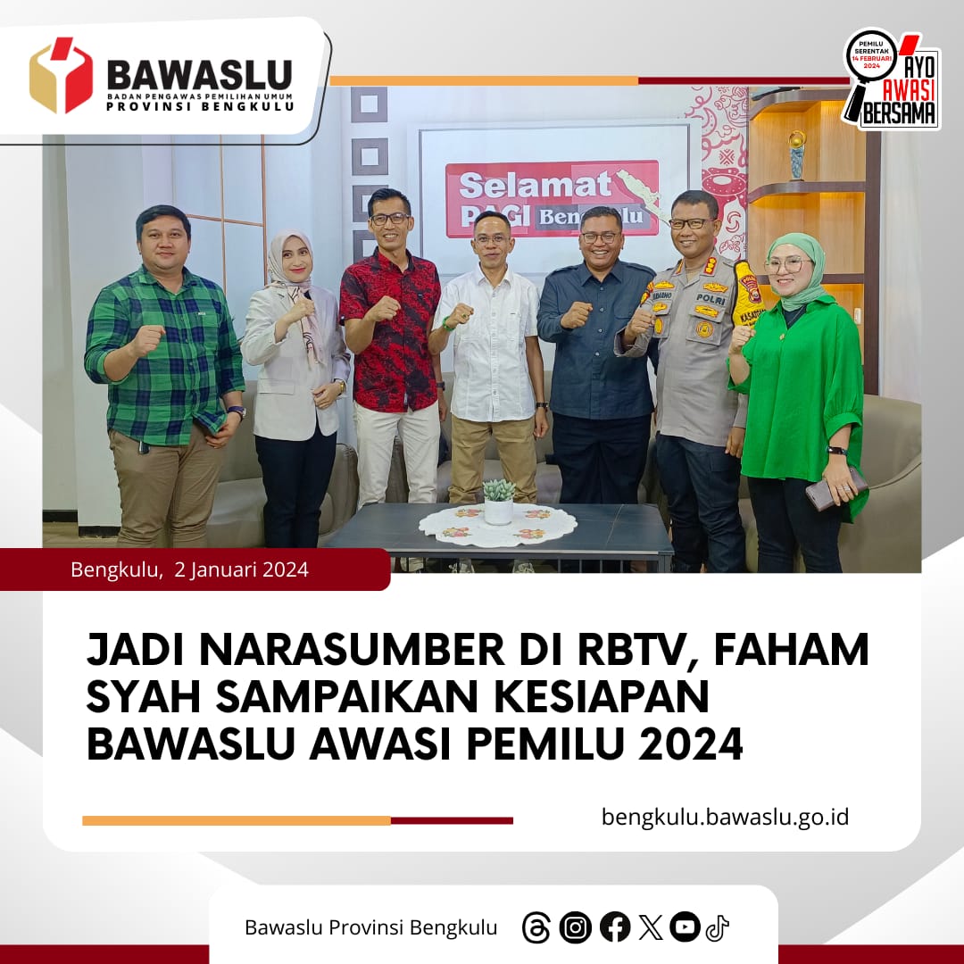 Jadi Narasumber di RBTV, Faham Syah sampaikan Kesiapan Bawaslu Awasi Pemilu 2024