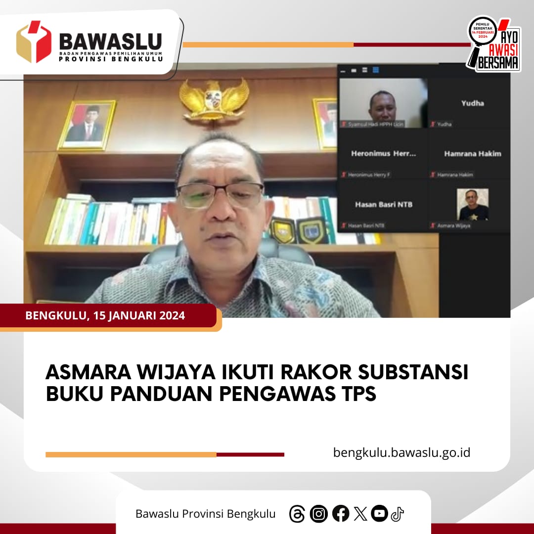 Asmara Wijaya Ikuti Rakor Substansi Buku Panduan Pengawas TPS