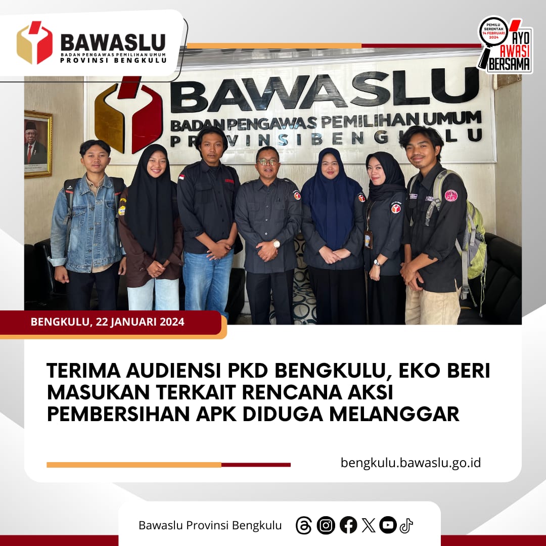 Terima Audiensi PKD Bengkulu, Eko beri Masukan terkait Rencana Aksi Pembersihan APK diduga Melanggar