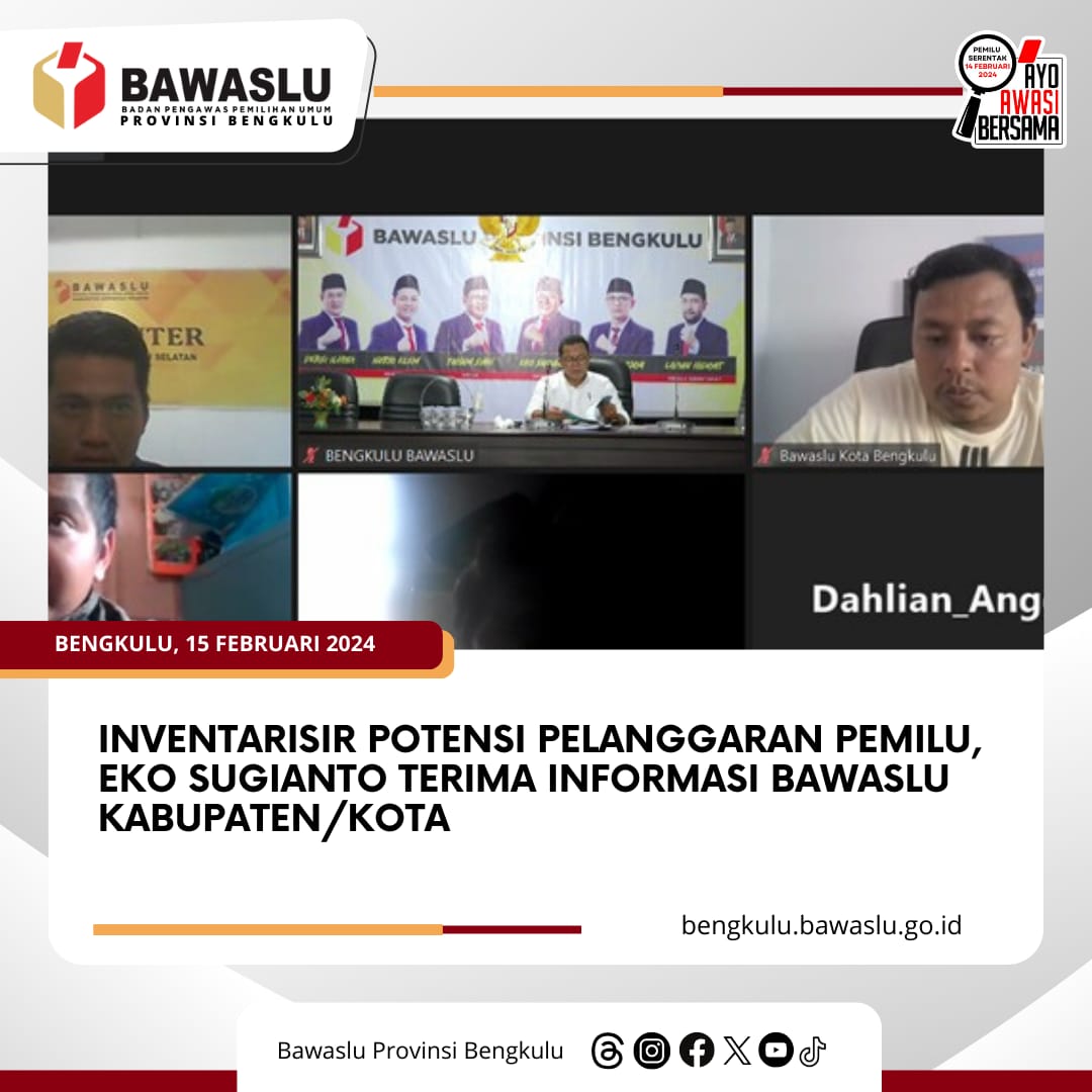 Inventarisir Potensi Pelanggaran Pemilu, Eko Sugianto Terima Informasi Bawaslu Kabupaten/Kota