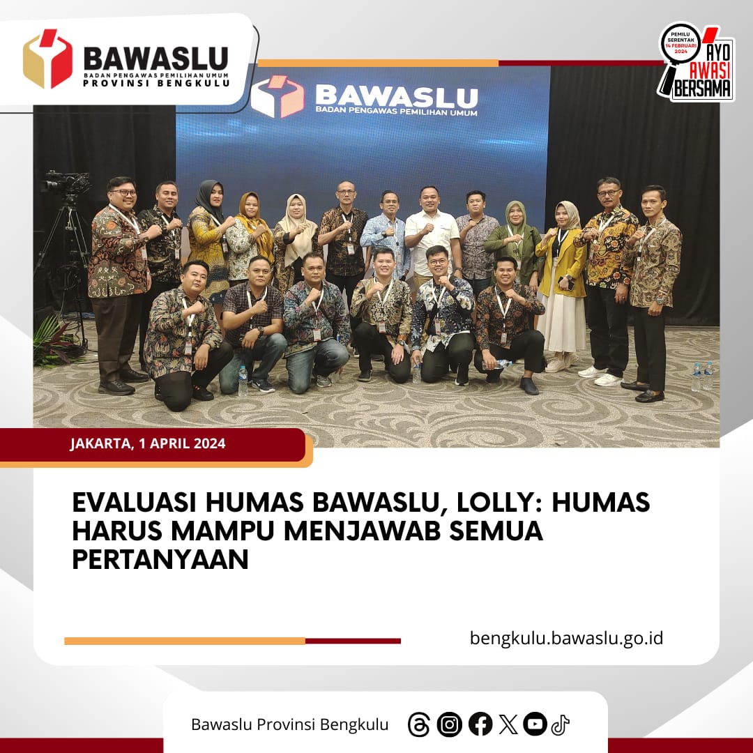 Evaluasi Humas Bawaslu, Lolly: Humas Harus Mampu Menjawab Semua Pertanyaan