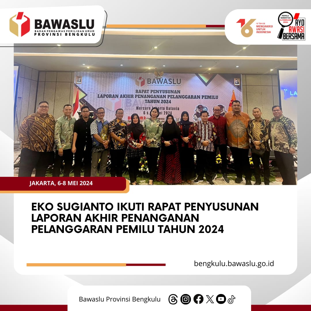 Eko Sugianto Ikuti Rapat Penyusunan Laporan Akhir Penanganan Pelanggaran Pemilu Tahun 2024