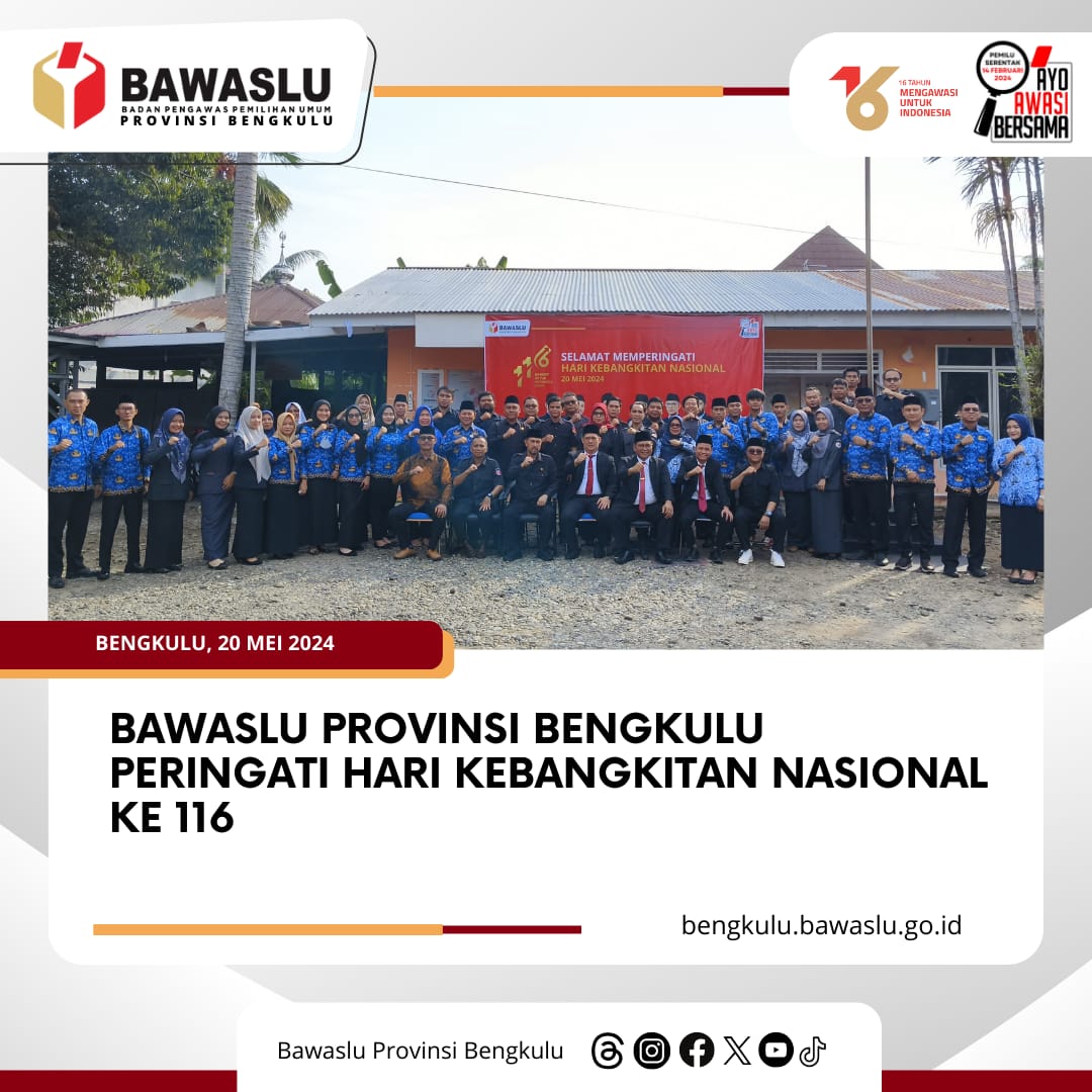 Bawaslu Provinsi Bengkulu Peringati Hari Kebangkitan Nasional ke 116