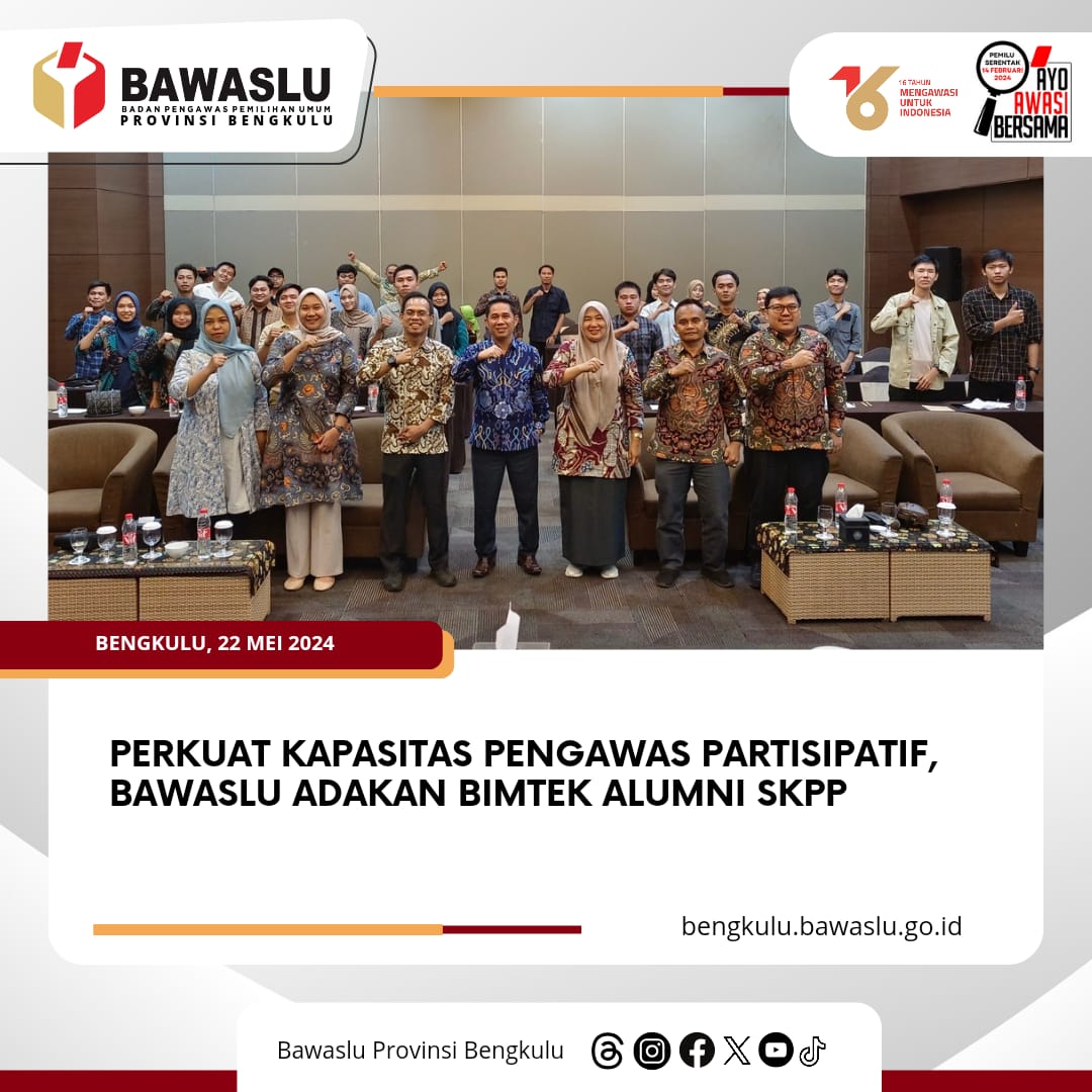 Perkuat Kapasitas Pengawas Partisipatif, Bawaslu Adakan Bimtek Alumni SKPP