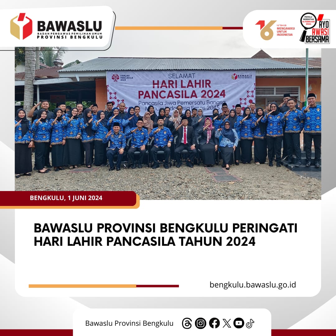 Bawaslu Provinsi Bengkulu Peringati Hari Lahir Pancasila Tahun 2024