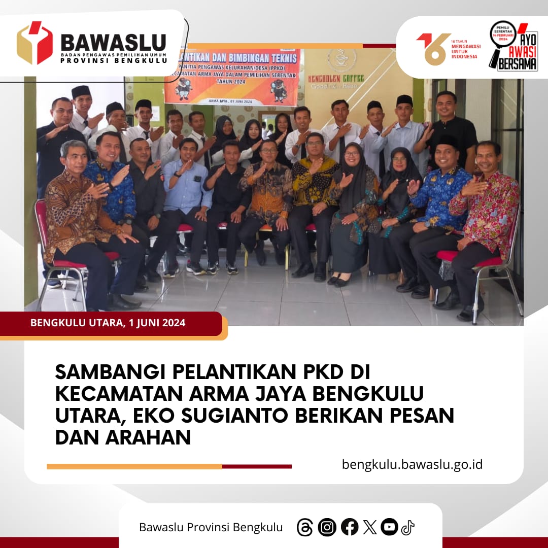Sambangi Pelantikan PKD di Kecamatan Arma Jaya Bengkulu Utara, Eko Sugianto Berikan Pesan dan Arahan