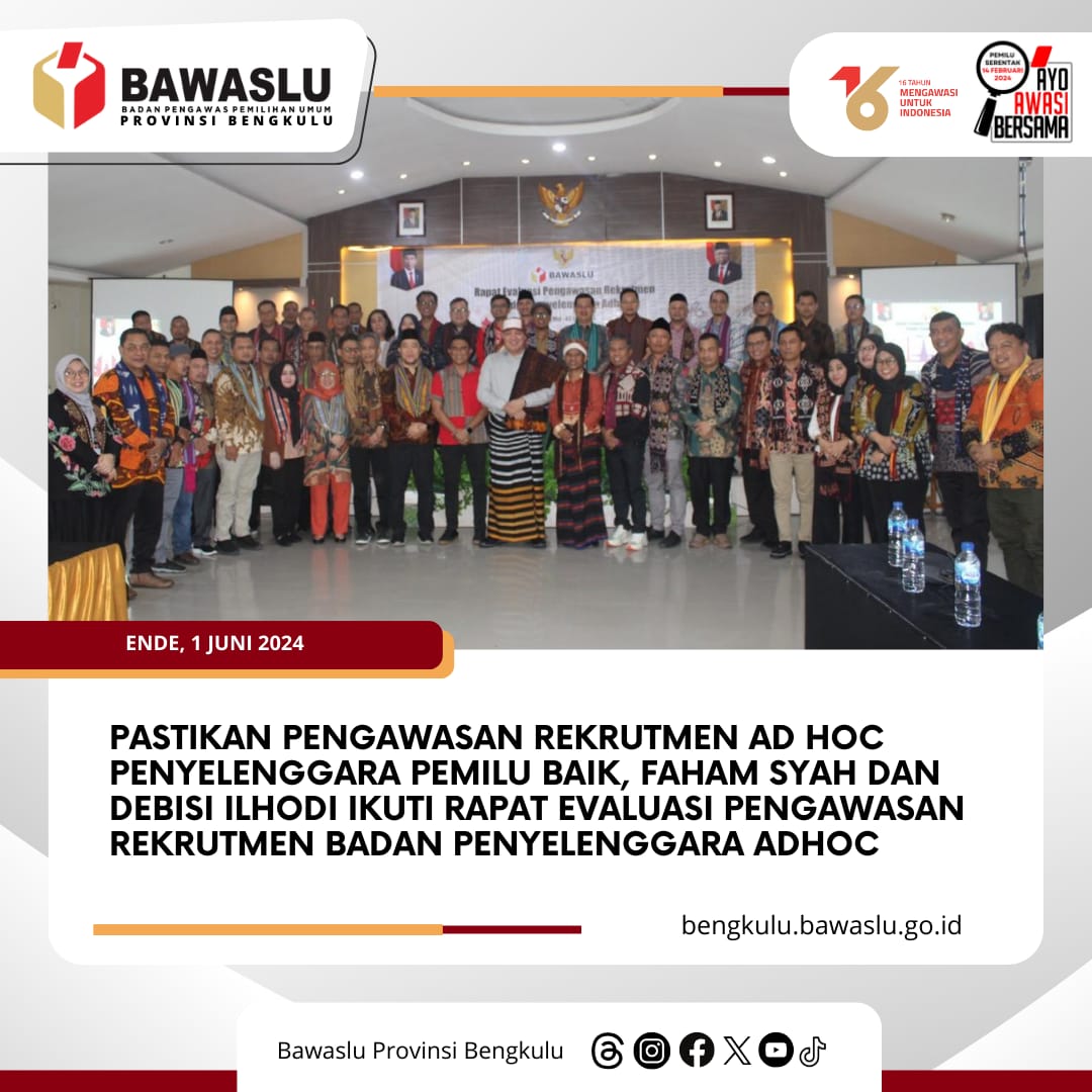 Pastikan Pengawasan Rekrutmen Ad Hoc Penyelenggara Pemilu Baik, Faham Syah dan Debisi Ilhodi Ikuti Rapat Evaluasi Pengawasan Rekrutmen Badan Penyelenggara Adhoc
