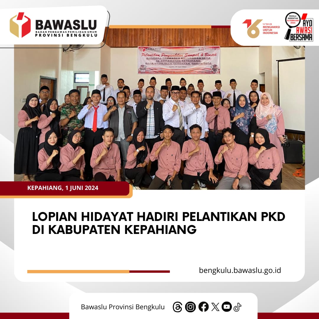 Lopian Hidayat Hadiri Pelantikan PKD di Kabupaten Kepahiang