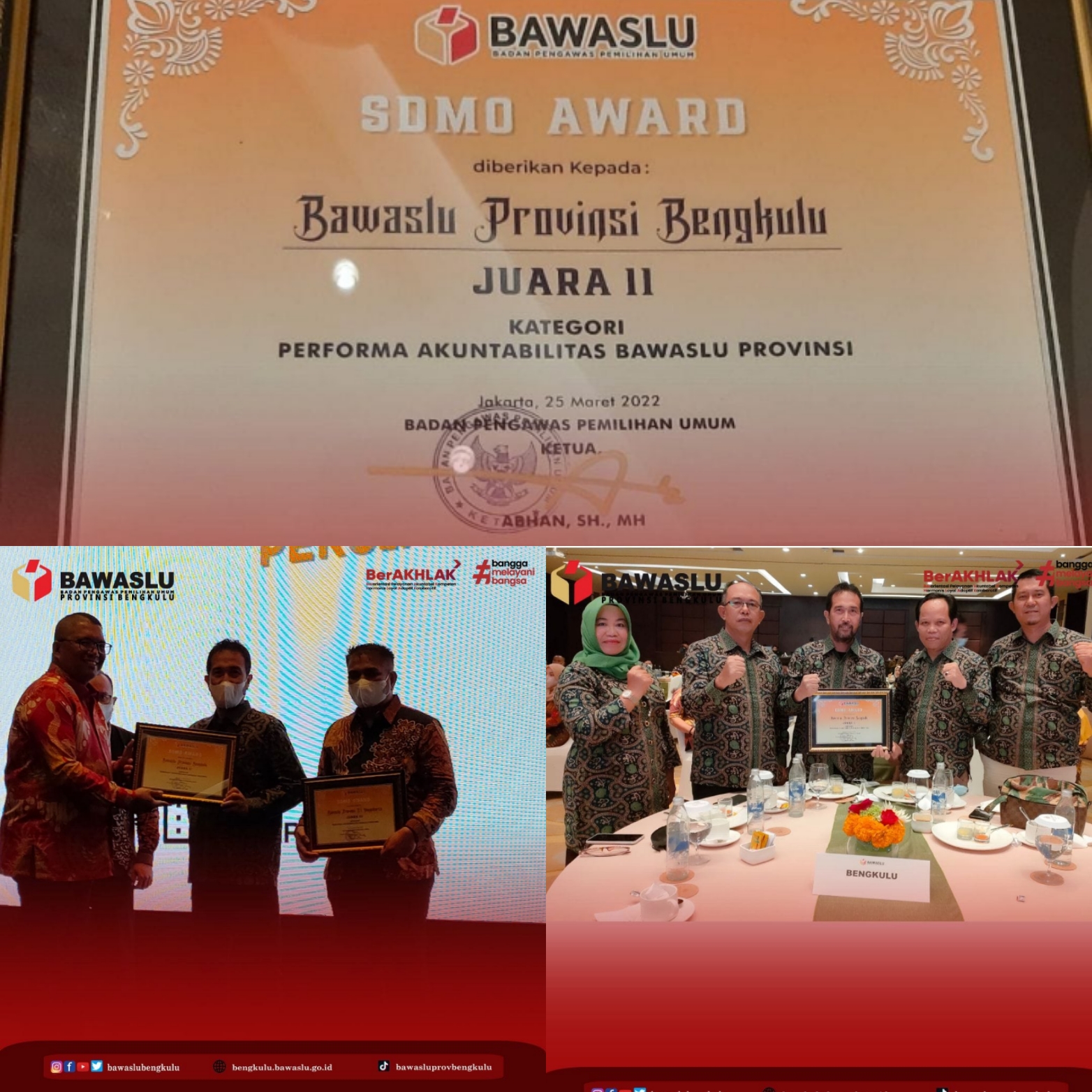 Keren! Bawaslu Provinsi Bengkulu Raih Juara 2 Kategori Akuntabilitas Provinsi