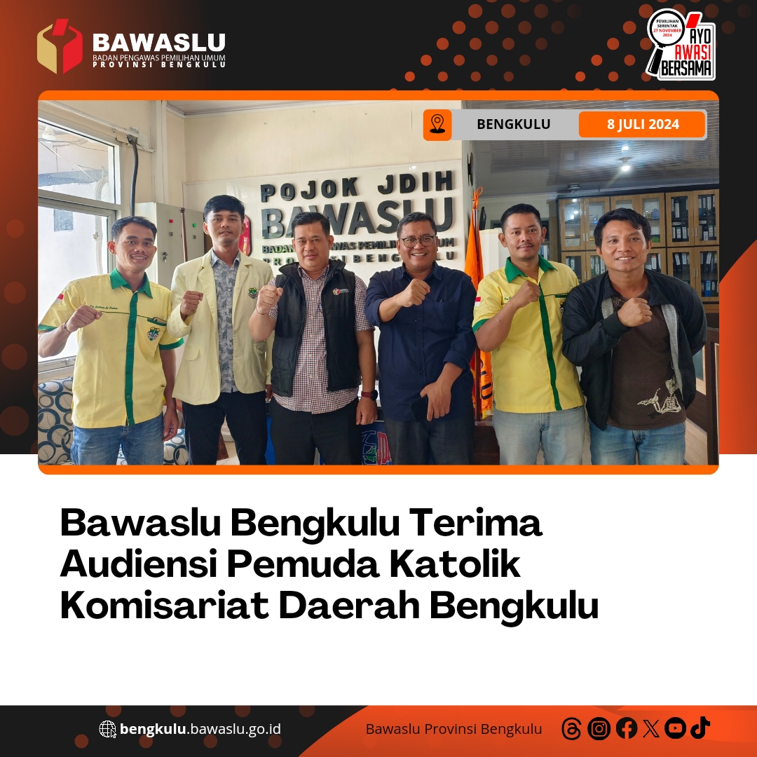 Bawaslu Bengkulu Terima Audiensi Pemuda Katolik Komisariat Daerah Bengkulu