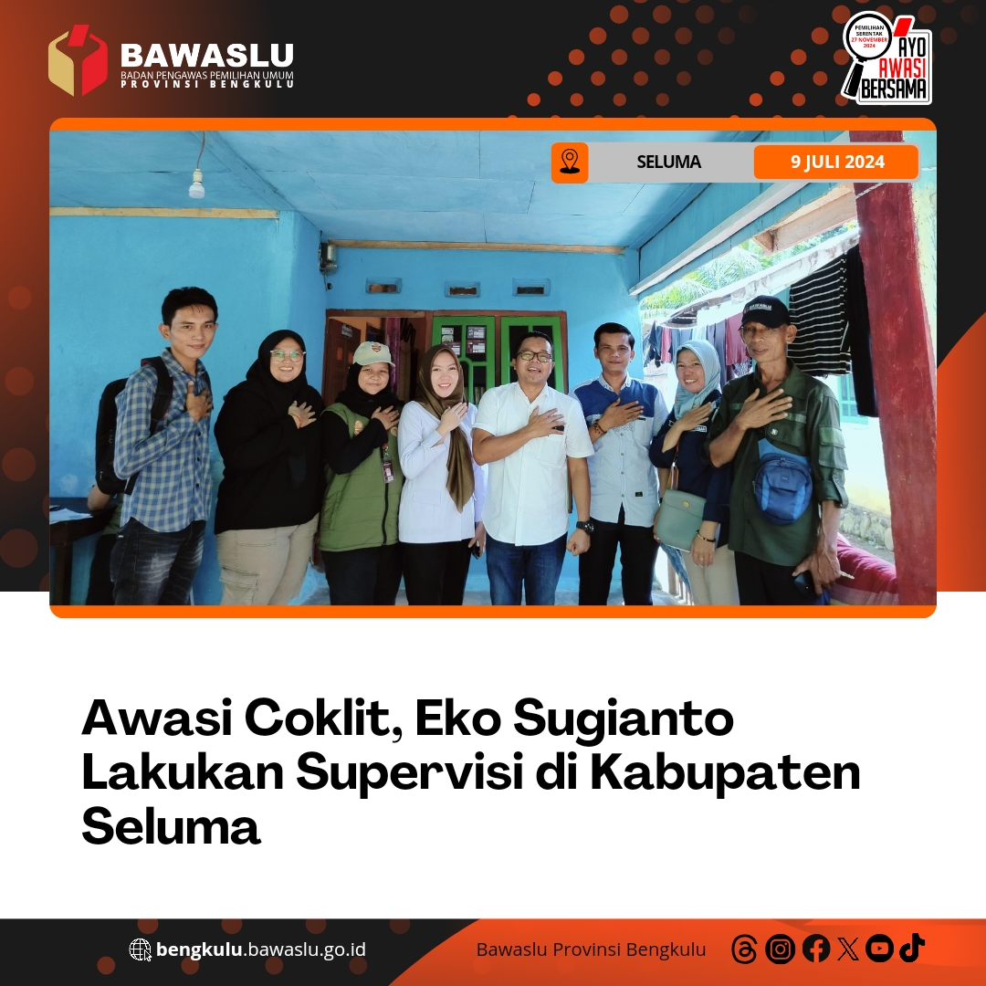 Awasi Coklit, Eko Sugianto Lakukan Supervisi di Kabupaten Seluma